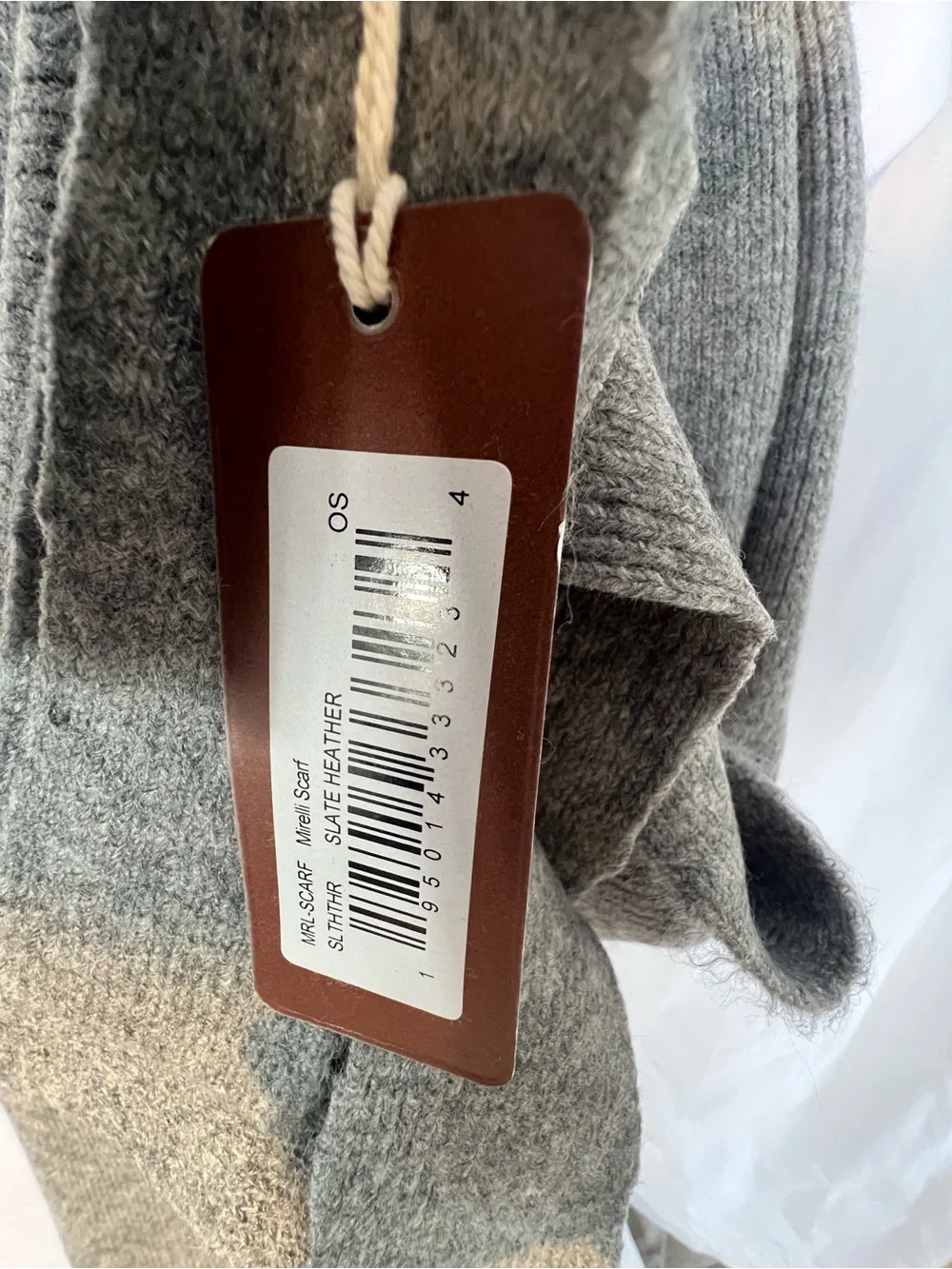 XCVI Scarf Mirelli Slate Heathered Gray Ribbed Open Slits at Bottom OS👍